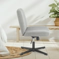 thumbnail image 5 of Office Chair Armless Criss Cross Legged Chair No Wheels, Comfy Home Office Desk Chairs, Adjustable Swivel Padded Fabric Vanity Task Computer Chair, 5 of 14