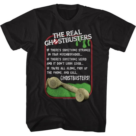 The Real Ghostbusters SOMETHING STRANGE Black Adult Short Sleeves T-Shirt