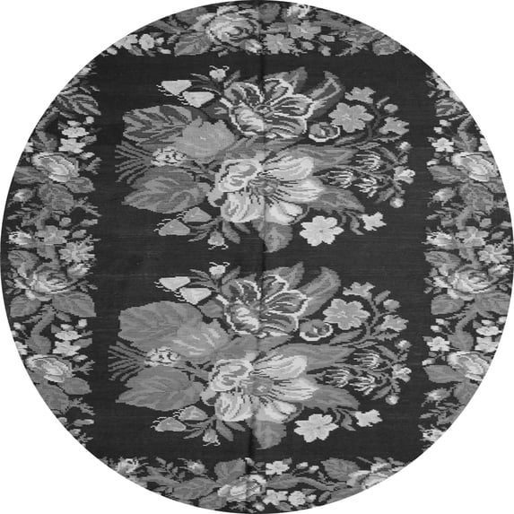 Ahgly Company Indoor Round Medallion Gray French Area Rugs, 6' Round