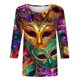 thumbnail image 4 of Tejiojio 3/4 Length Sleeve Women Tops Carnival Crew Neck Dressy Loose Fit Blouses Casual Summer T Shirts, 4 of 5
