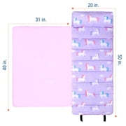 Wildkin Original Nap Mat with Pillow for Boys and Girls, Features Hook and Loop Fastener, Roll-Up Design, Soft Cotton Blend Materials (Unicorn)
