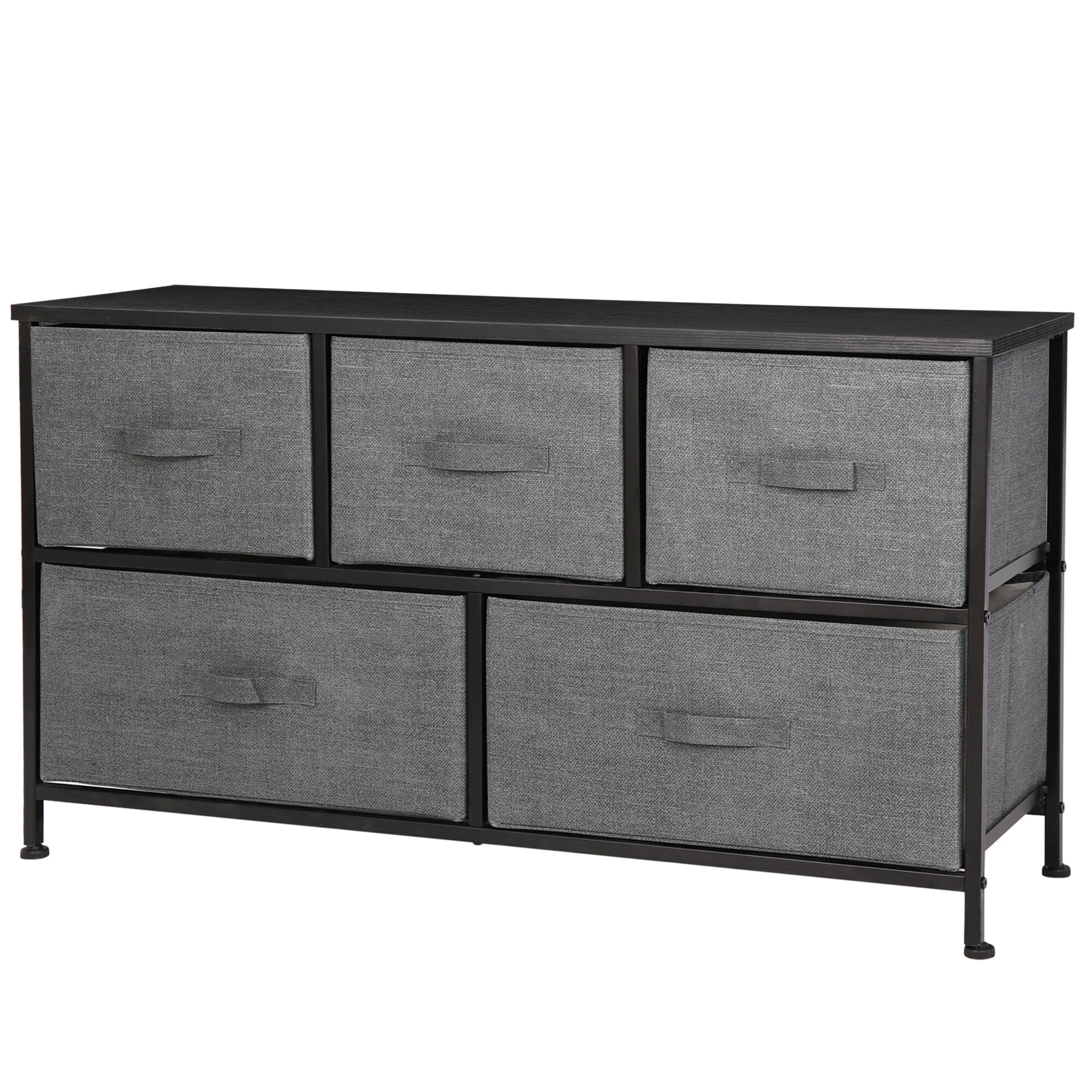 ZENY 2 Tiers Sturdy Steel Frame Wide Dresser Storage Tower Entryway Storage, Gray