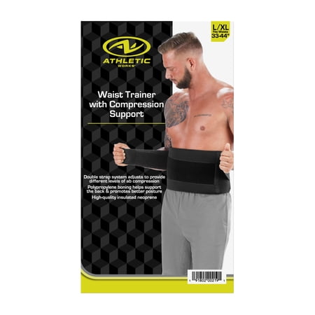 ATHLETIC WORKS WAIST TRAINER LXL WITH COMPRESSION SUPPORT WAIST RANGE 33IN TO 44IN FOR SCULPT & STRENGTHEN YOUR CORE