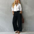 thumbnail image 6 of ClodeEU Women's 2 Piece Outfits ,Long Sleeve Button Down Shirt and High Waist Pleated Wide Leg Pants Set, Solid Color Casual Matching Set ,Women's Plus S, 6 of 6