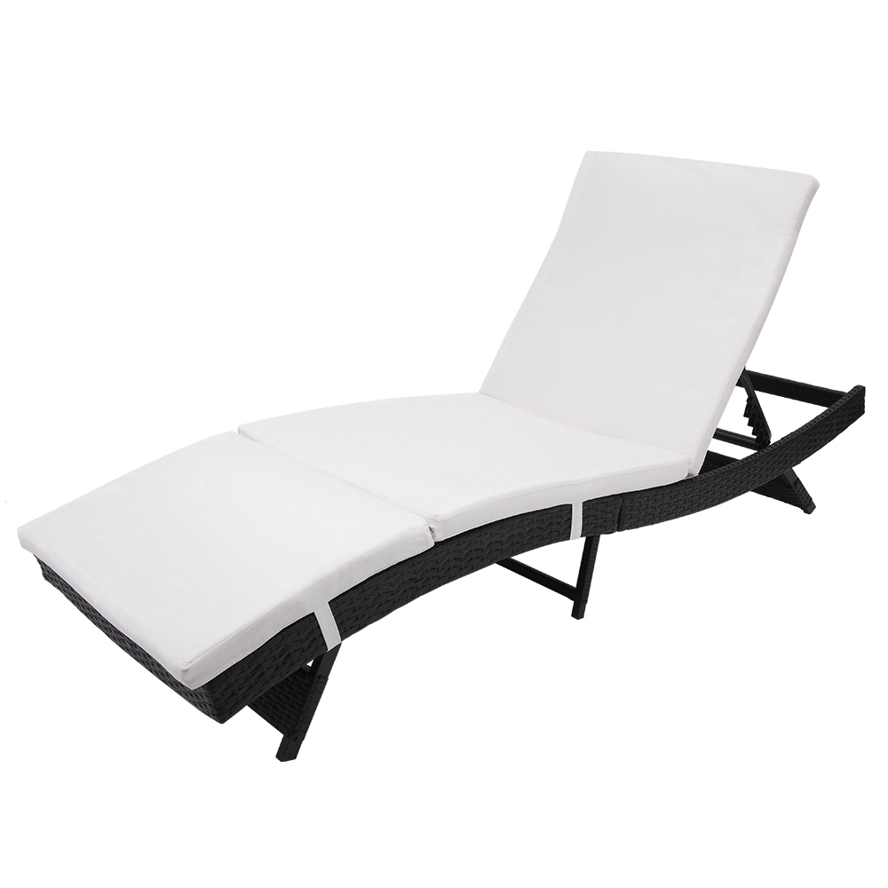 Outdoor Lounge Chair, Adjustable Patio Chaise Lounge Chair with Adjustable Back&Cushion, Black Wicker Rattan Sun Chaise Lounge Chair, Patio Furniture Recliner for Deck, Poolside, Backyard, LLL303 - image 3 of 9