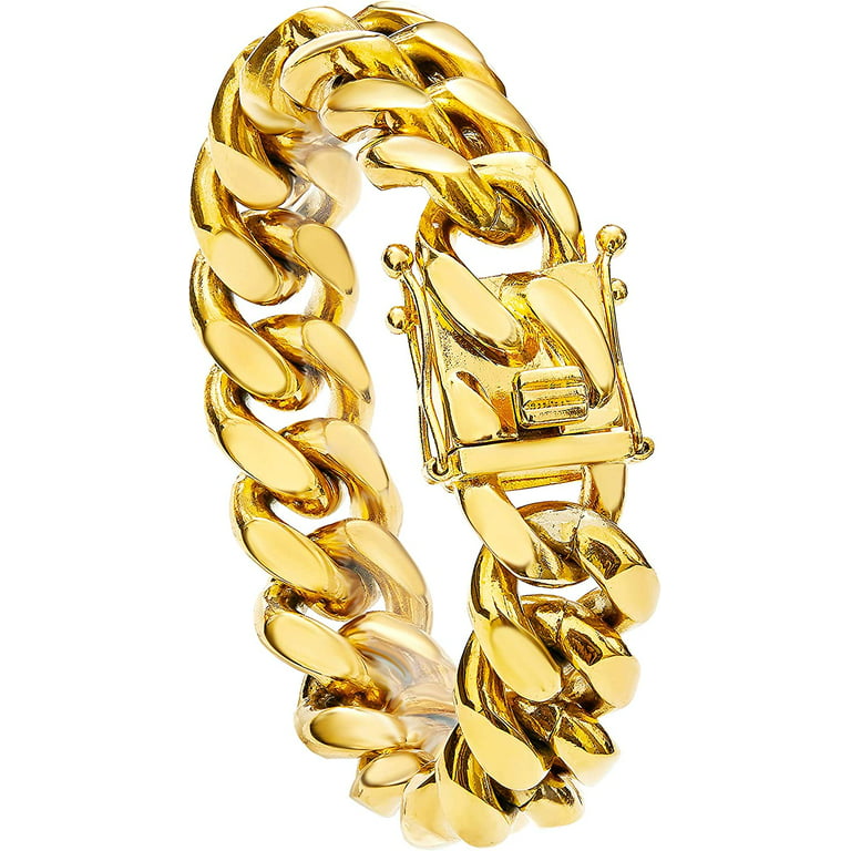 18k Gold Bracelet Chain for Men, Cuban Link Mens Bracelet Chain, Mens Gold  Rope Chain Bracelets for Women, Mens Jewelry by Twistedpendant 