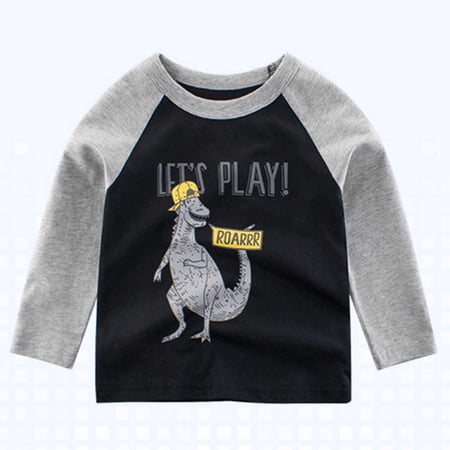 Boys Hoodies Dinosaur Print Crewneck Long Sleeve Cozy Base Layer Top for Everyday Wear Sweatshirts for Boys Black 4 Years-5 Years
