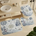 thumbnail image 6 of Rustic Coastal Lighthouse Rudder Shower Curtain Set 4 Pcs, Abstract Ocean Shell Compass Pirate Ship Bathroom Curtains Non-Slip Rugs Bath Mat Toilet Lid Cover-72 W X 72" L, 6 of 8