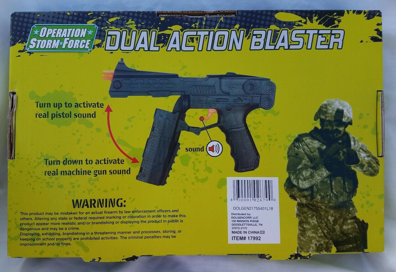 Toy Gun With Electronic Sounds Operation Storm Force Dual Action Blaster