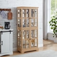 thumbnail image 2 of Jopath Display Cabinet with Glass Doors, Antique Display Cabinet with Adjustable Shelves Four Door Design Storage Cabinet for Home and Office Bulb Included Oak, 2 of 9