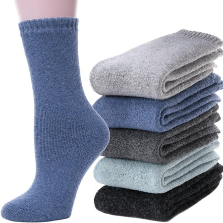 

ANTSANG Womens Wool Hiking Socks Winter Warm Thick Boot Cozy Thermal Crew Ladies Work Socks 5 Pairs(Mix Color G)