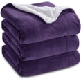 thumbnail image 1 of HTOOQ Sherpa Fleece Blanket, Queen Size, Purple, Microfiber, Reversible, 9HTOOQ x 9HTOOQ Inches, Soft and Warm, 1 of 7