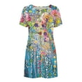 thumbnail image 3 of Puntoco Vestido De Manga Corta Para Mujer Vestido De Cuello Redondo Con Estampado Floral Vestido De Cuello Redondo De Manga Corta Color M,Regalos Para Mujer Joven, 3 of 5