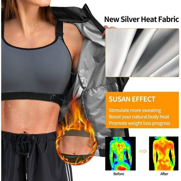 KSCD Women Sauna Suit Hot Sweat Waist Trainer Jacket Gym Workout