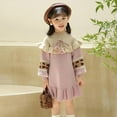 thumbnail image 2 of Sngxgn Girls Fall Long Sleeve Crew Neck Casual A-Line Ruffle Tiered Flowy Dress(RD2,100), 2 of 4