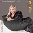 thumbnail image 2 of Dee's Collection 1 Piece Body Pillow Cover 100% Egyptian Cotton 600 TC with Hidden Zipper Closure (Dark Gray Stripe, 20x48 Inches), 2 of 5