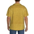 thumbnail image 3 of Uemuo Gold Shiny Pattern Cotton Linen Short Sleeve Shirts,Casual Lightweight Button Down Shirts,Vacation Beach Summer Tops-3X-Large, 3 of 7