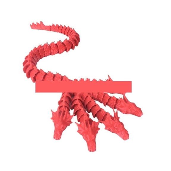 1pc Regular Red Size: 45*10*5cm 3D Printed Five-headed Articulated Lifelike Dragon