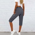 thumbnail image 6 of SBYOJLPB Fashion Capris Pants for Women Casual High Waist Loose Pocket Straight Solid Capris Cropped Trousers, 6 of 7