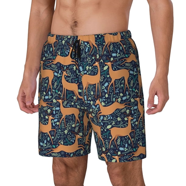 Balery Reindeer Bañador para hombre, shorts de playa de secado rápido con entrepierna y forro de compresión-XX-Large