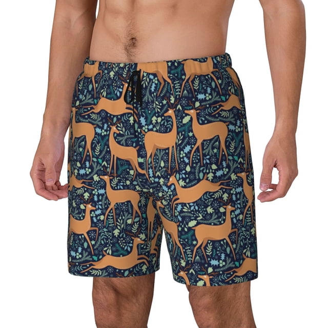 Fotbe Reindeer Traje de Baño para Hombre – Shorts de Natación de Secado Rápido con Forro y Bolsillos-X-Large