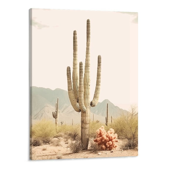 PRATYUS Desert Cactus Canvas Wall Art Picture 16x20in for Living Room Bedroom 16x20in