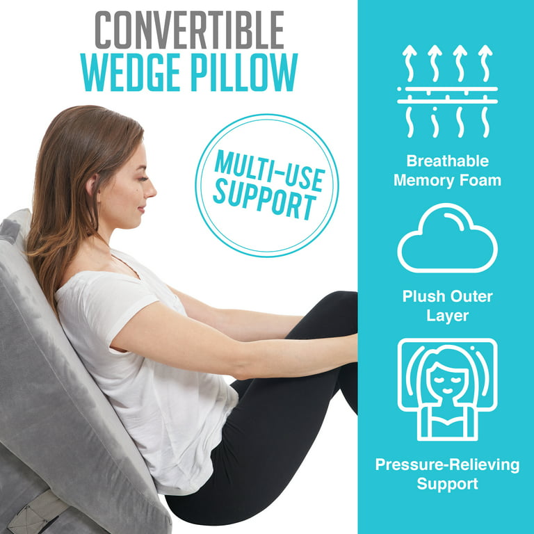 Bed Wedge Pillow - Adjustable 9&12 Inch Folding Memory Foam Incline Cushion  System for Legs and Back Support Pillow - Acid Reflux, Anti Snoring
