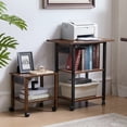 thumbnail image 6 of Leyaoyao 3-Tier Mobile Printer Stand, Rolling Cart with Power Outlets and USB Ports, Home Printer Stand with Wheels for Home, Office, Brown, 6 of 7