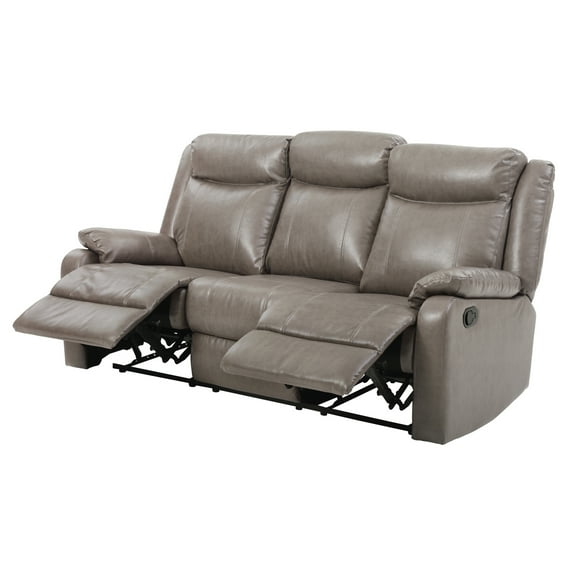 Glory Furniture Ward Faux Leather Double Reclining Sofa in Gray