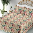 thumbnail image 3 of Ambesonne Floral Fitted & Flat Sheet with Sham 3 Pcs Set, Vintage Lily Flower Pattern, Twin XL, Almond Rose Turquoise, 3 of 5