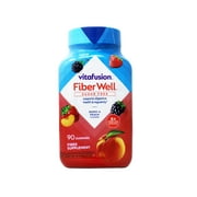 Vitafusion Fiber Well Sugar Free Fiber Supplement Gummies, Berry & Peach Flavors, 90 Count