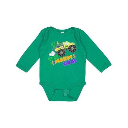 

Inktastic My 1st Mardi Gras Monster Truck with Beads Gift Baby Boy or Baby Girl Long Sleeve Bodysuit
