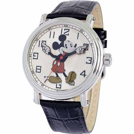 Disney Mickey Mouse Men's Vintage Watch, Black Strap