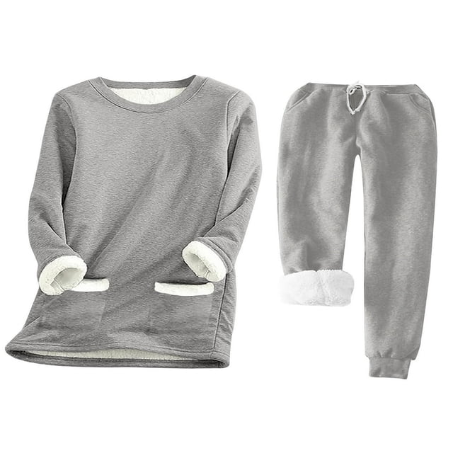 Ladies‘ Cozy Tracksuit Set with Fleece Lined Sweatshirt and Stretchy Sweatpants