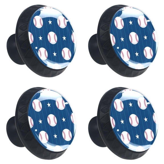 4 Pcs Baseball Knobs for Kitchen Cabinet Cupboard Dresser Bookcase Drawer Pulls Handles Round Home Decor