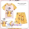 thumbnail image 1 of Conjunto de ropa de Pikachu Pokemon para niños y niñas, camiseta de manga corta, pantalones cortos, chándal deportivo, conjuntos de pijamas, 2023 qym unisex, 1 of 2