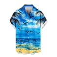 thumbnail image 5 of LEKWK Hawaiian T-Shirts for Men Short Sleeve Collared Button Down Shirts Lightweight Floral Print Loose Fit Beach Party Vacation Wear Blue M, 5 of 6