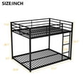 thumbnail image 3 of Full over Full Size Loft Bed, Low Bunk Bed with Safety Guard Rails and Side Ladder, Sturdy High-quality Metal Bunk Bed Frame, Heavy Duty Space-Saving Design for Teens and Adults, Black, 3 of 7