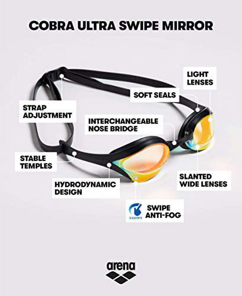 arena Cobra Ultra Racing Swim Goggles for Men and Women, Yellow  Copper-Pink, Swipe Anti-Fog Mirror (NEW) 