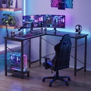 edx 50 Inch L Shaped Desk,Computer Desk Corner Desks Gaming Desk PC Table with CPU Stand for Home Office Dorm Sturdy Writing Workstation, Black
