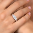 thumbnail image 4 of Gem Stone King 925 Sterling Silver White Moissanite 3 Stone Ring for Women (2.50 Cttw, Oval 8X6MM and 6X4MM, Size 9), 4 of 6