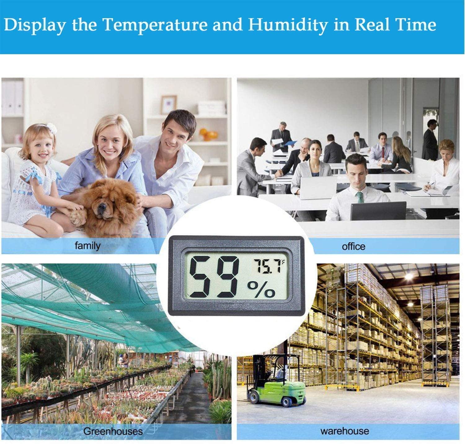 2Z 10-Pack Mini Digital Humidity Thermometer Hygrometer Temperature Meters Gauge Indoor LCD Display for Guitar Reptile Greenhouse Humidor Cigar Home