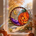 thumbnail image 3 of Halloween Stained Glass Style Window Clings Round Colorful -o- Window Decals Pumpkin Purple Cloud Reusable Stickers For Glass Door Halloween Home Decor, 3 of 5