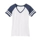 thumbnail image 1 of Camisa de cuello en V de la raya angustiada de las temas de gravedad - Blanco / Breather Navy - 2X-Large Gravity Threads Camiseta de manga corta, 1 of 1