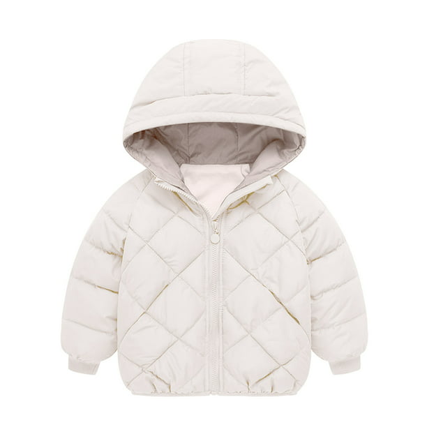 ZXHACSJ Boys And Girls Baby Thickened Hooded Jacket In Small Children Down  Cotton Clothing Short Beige 120