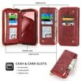 thumbnail image 2 of Wallet Case For Samsung Galaxy Note 20 Ultra, Drop Protection Magnetic Zip Pocket 13 Card Slots+2 Cash Pockets Retro Leather Crossbody Phone Case For Samsung Galaxy Note 20 Ultra,Red, 2 of 12