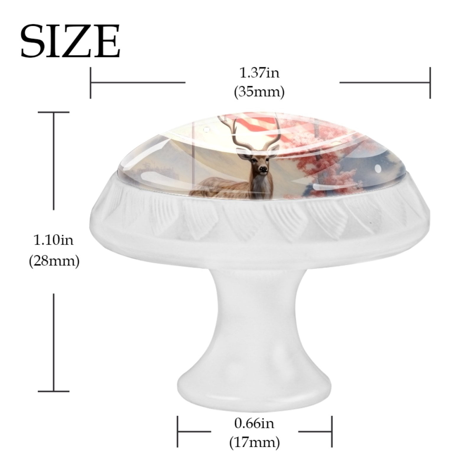 4 Pcs Deer and American Flag Knobs for Kitchen Cabinet Cupboard Dresser Bookcase Drawer Pulls Handles Round Home Decor