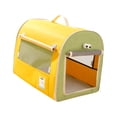 thumbnail image 2 of Jaula de coche para perros, jaula de viaje para perros con asa, perrera portátil de lado suave para mascotas, perrera interior y exterior para gatos amarillo y verde, 2 of 8