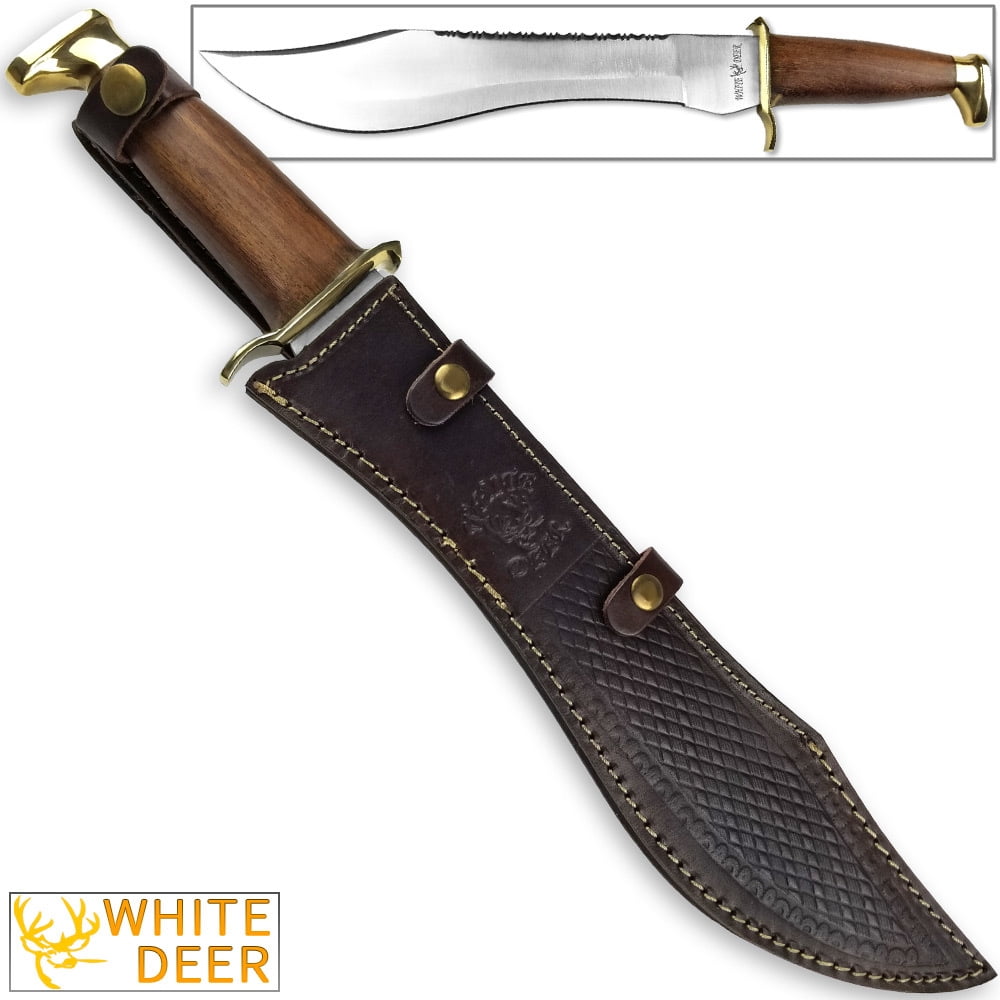 WHITE DEER MAGNUM 16.75 Inches Dave Dundee Bowie Knife Jungle Sawback Serrated Spine w Wood Handle
