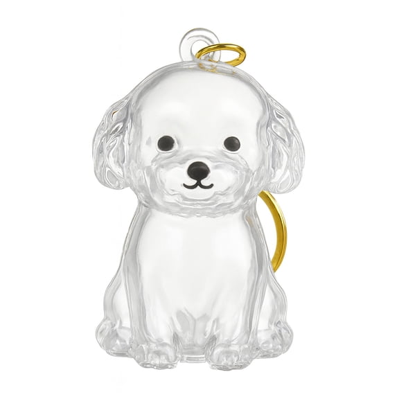 Clear Bichon Frise Keepsake Keychain – Transparent Pet Memorial Pendant for Hair, Ashes, Glitter or Sand, Cute Dog Hair Collector Keychain